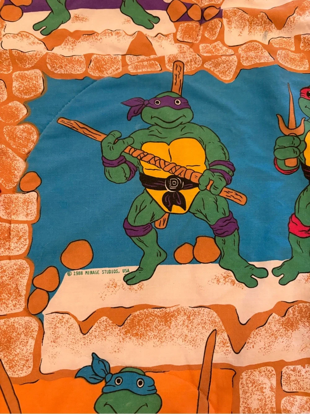 Vintage 1988 Teenage Mutant Ninja Turtles FULL Size Comforter Mirage USA 87x76”